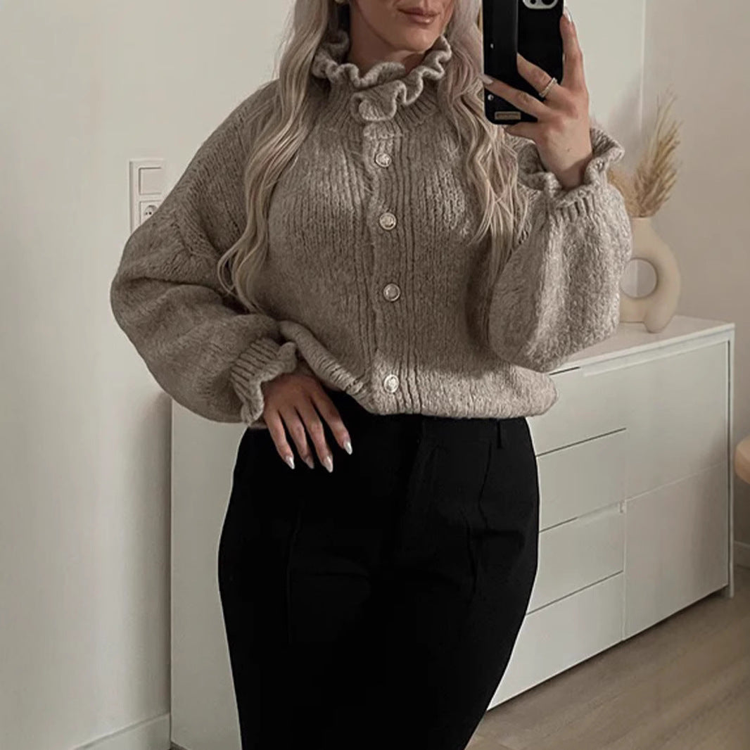 Schicker Damen-Strickjacke mit Knöpfen und stylischem Kragen
