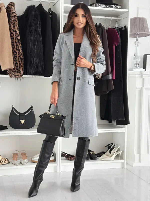 Schicker langer Wintermantel aus Wollmischung für Damen