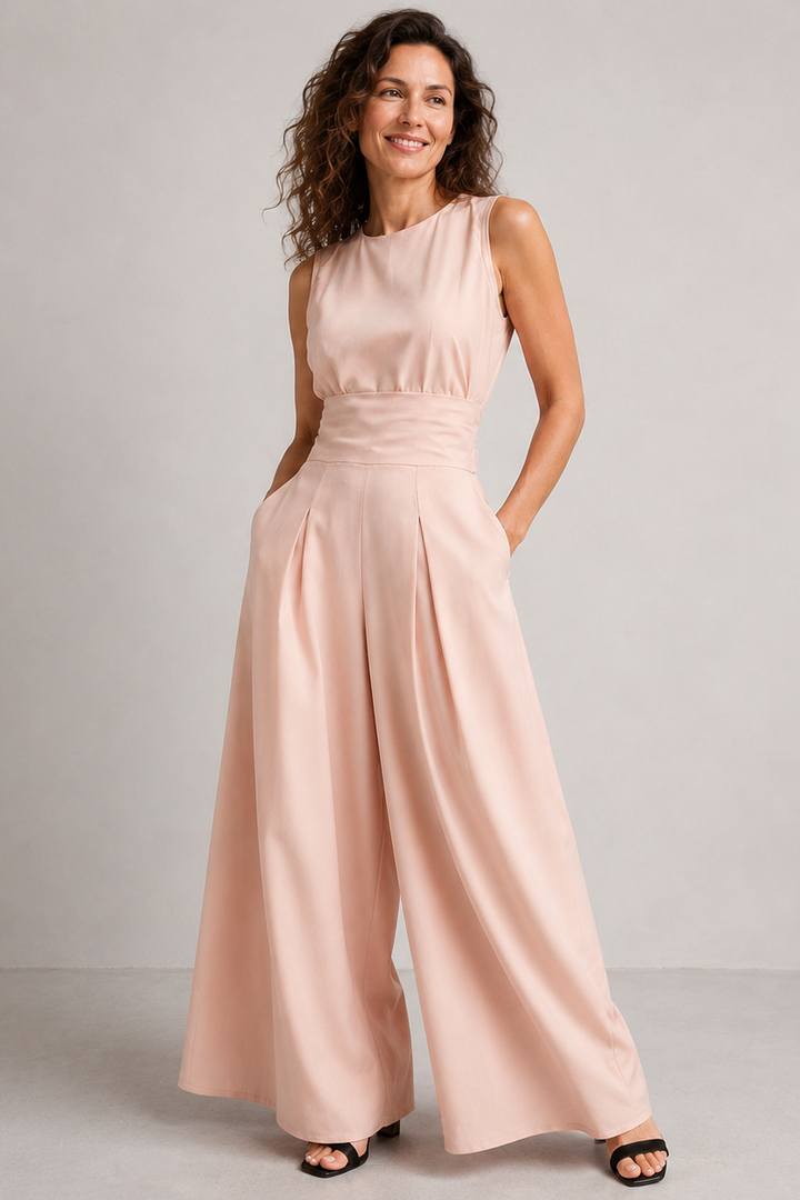 Eleganter ärmelloser Jumpsuit für Damen mit tailliertem Gürtel