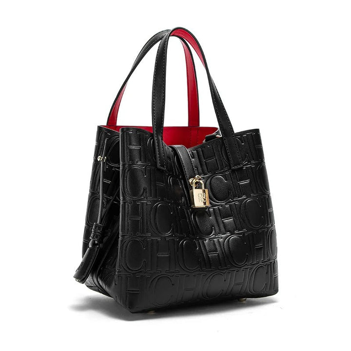 Helviora® | Strukturierte Ledertasche mit Monogrammprägung