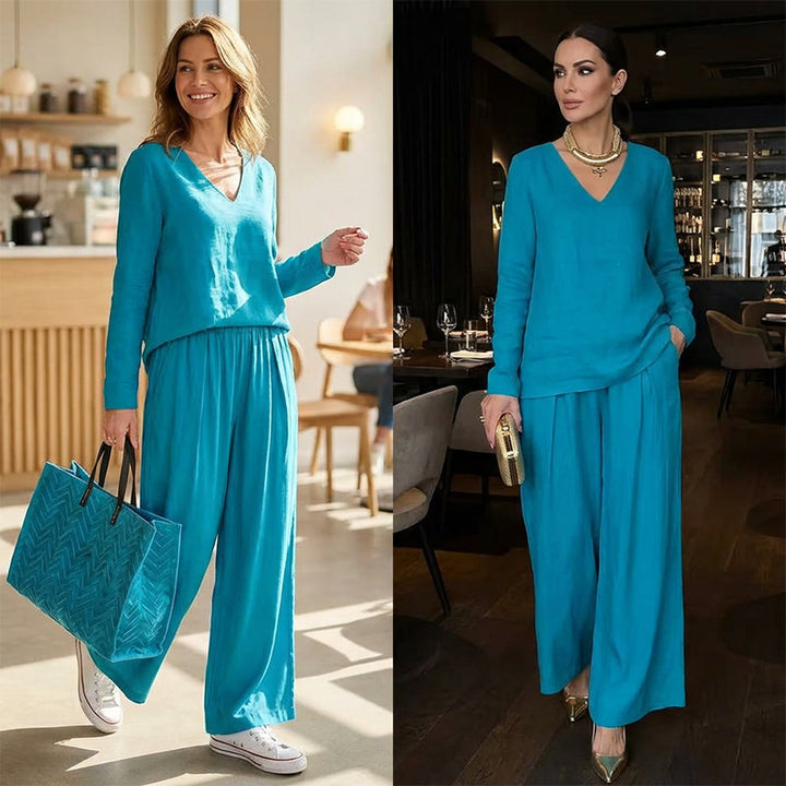 Gemütliches Lounge-Set mit V-Ausschnitt für Damen