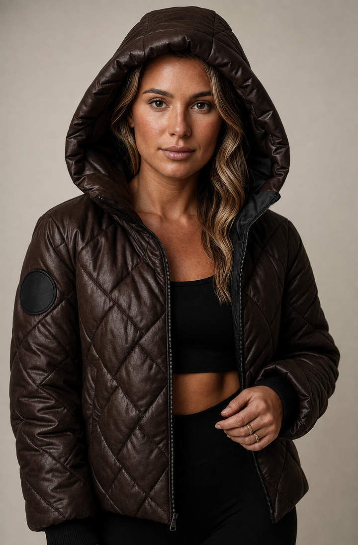Women's Quilted Winter Jacket With High Collar