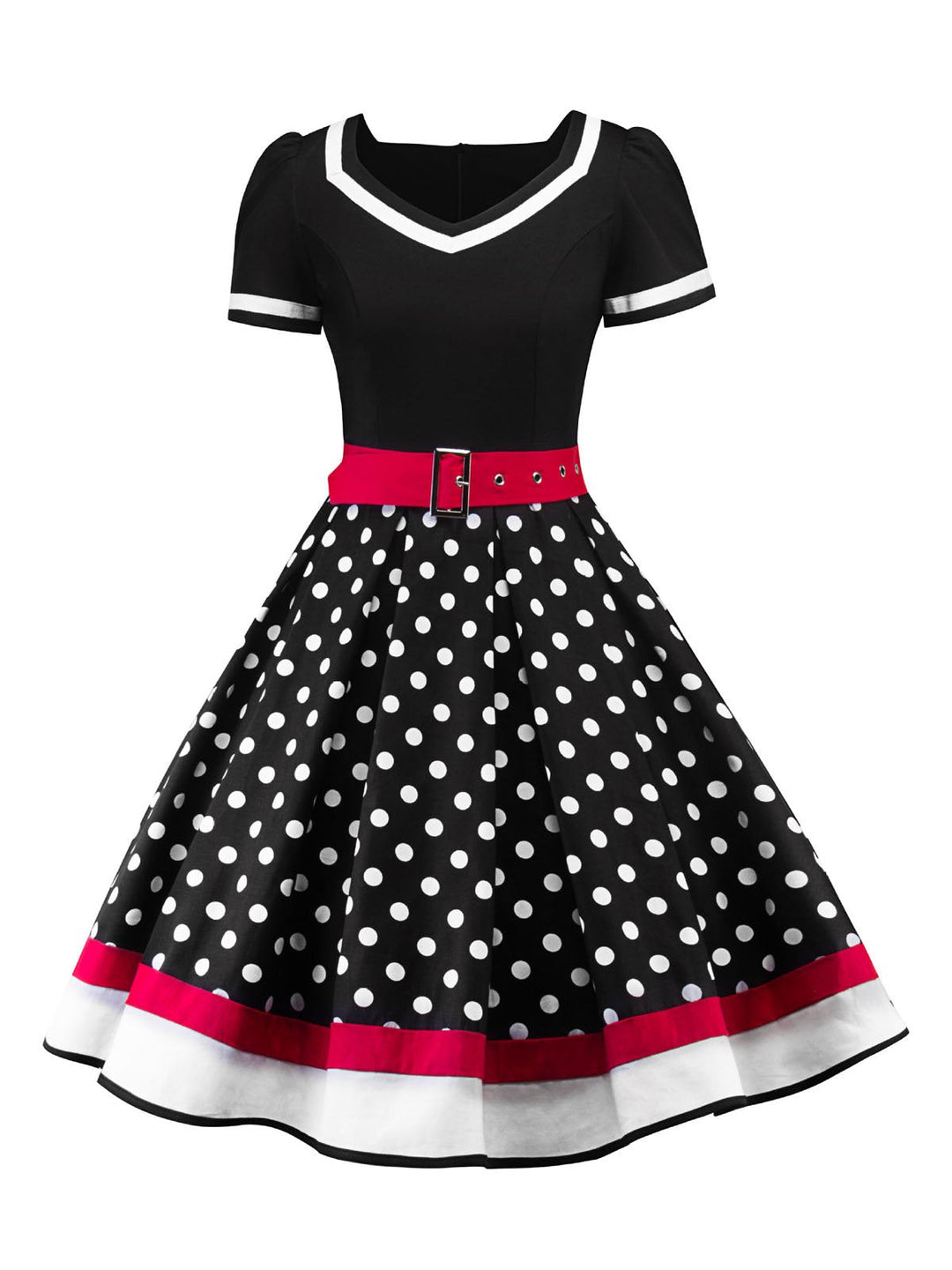 Vintage 50er Rockabilly Polka Dot Swing Kleid mit Gürtel
