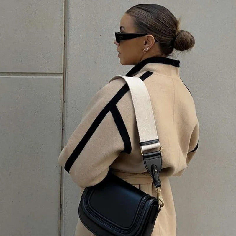 Schicker Wickel-Taillengürtel Blazer mit Kontrastdetails für Damen
