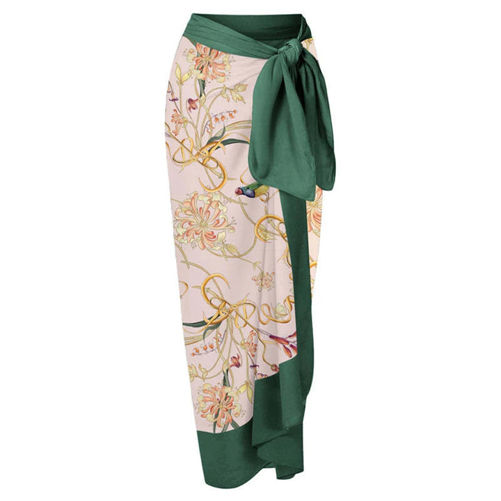 Retro bedruckter langer Baderock Überwurf Strandkleid