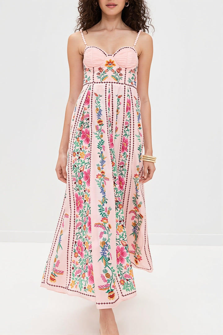 Damen-Maxikleid mit floralem Muster als sommerlicher Freizeit- und Urlaubslook