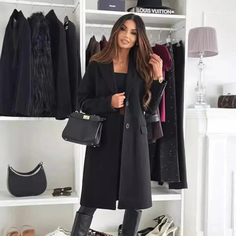 Schicker langer Wintermantel aus Wollmischung für Damen
