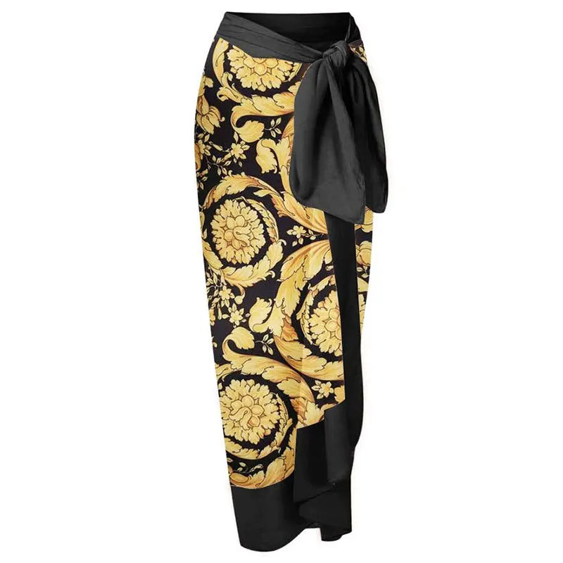 Retro bedruckter langer Baderock Überwurf Strandkleid