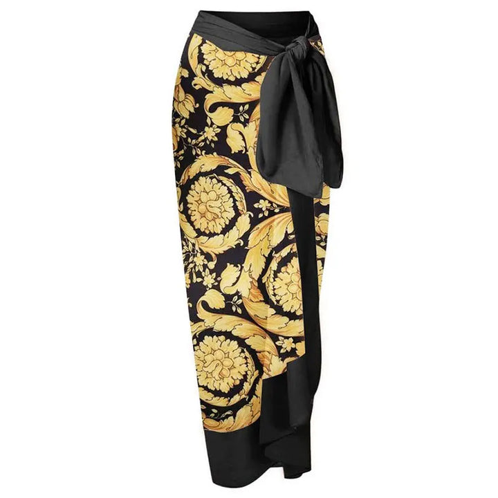 Retro bedruckter langer Baderock Überwurf Strandkleid