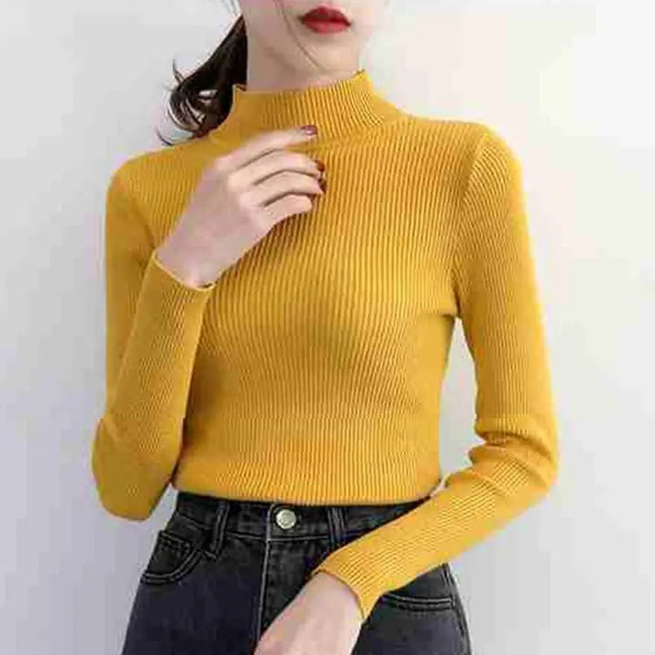 Gemütlicher gerippter Wollpullover für Damen