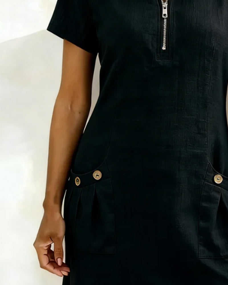 Leichtes Leinenkleid in A-Linien-Form für Damen