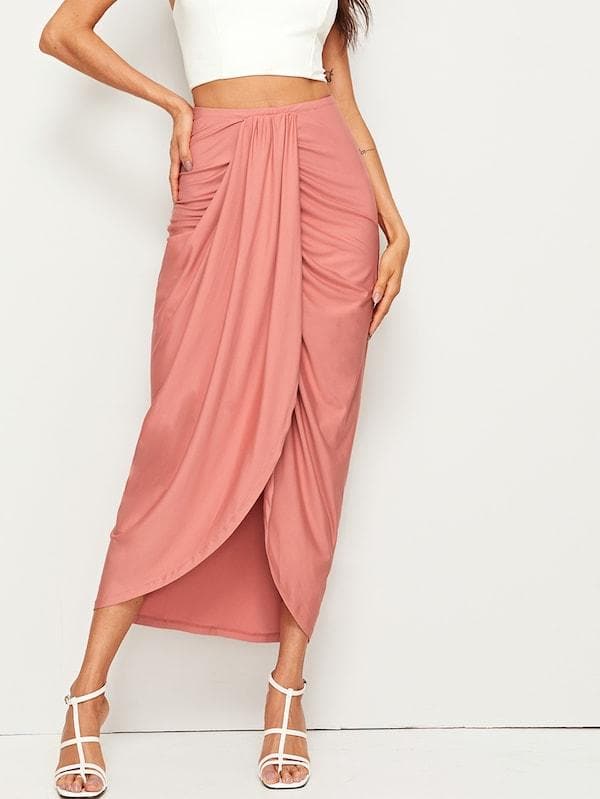 Drapierter Midirock mit hoher Taille Damenmode Unterteile