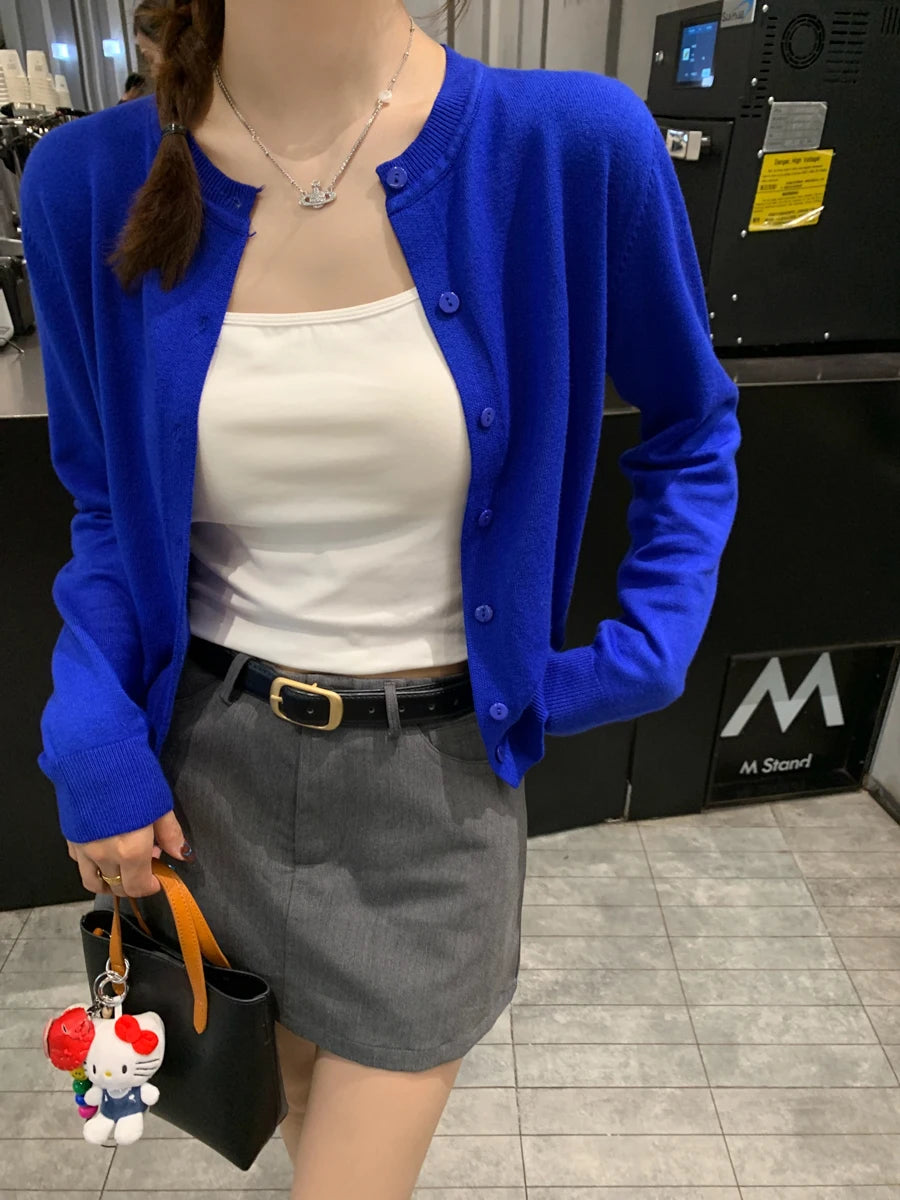 Damen Grobstrick Cardigan mit langen Ärmeln, lockere Passform