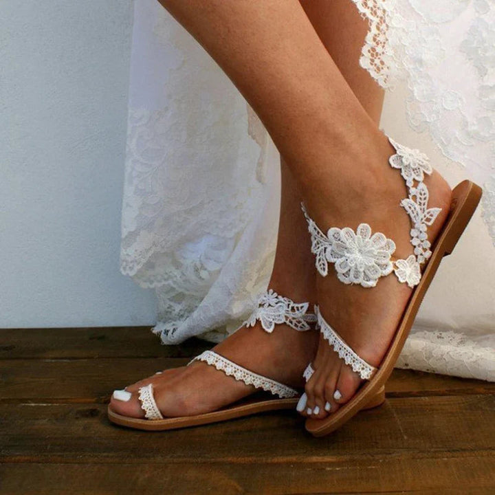 Florale Wickelsandalen