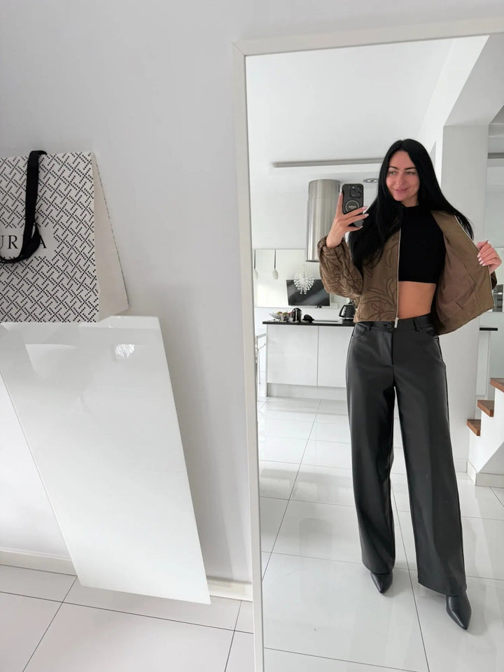 Bomberjacke mit Wildlederstruktur und Stickerei