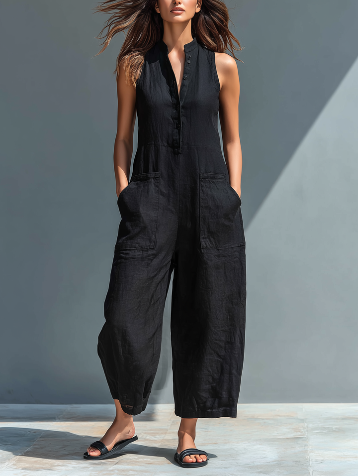 Fließender Leinen-Jumpsuit für Damen