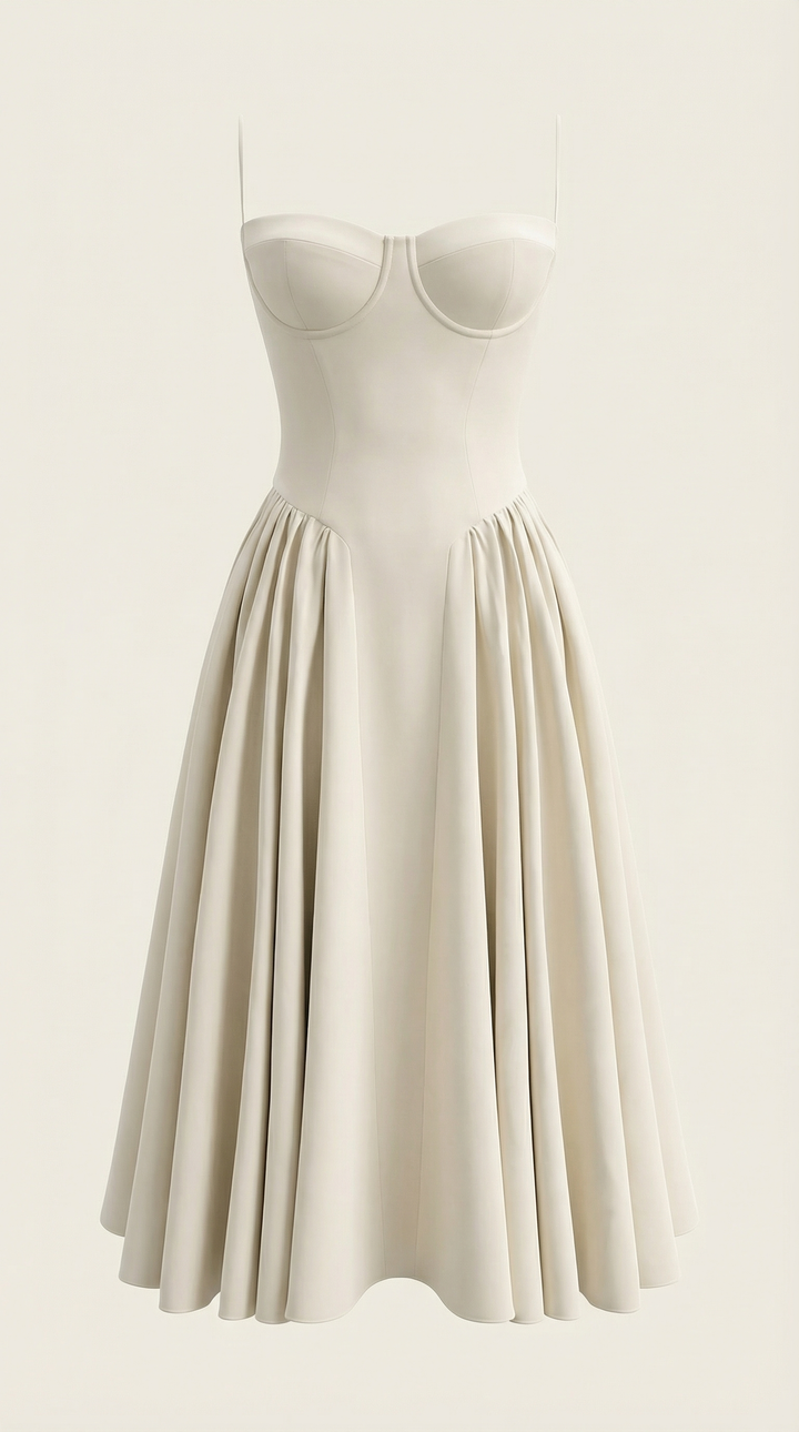 Damen Blumenmieder Midikleid mit Herzausschnitt