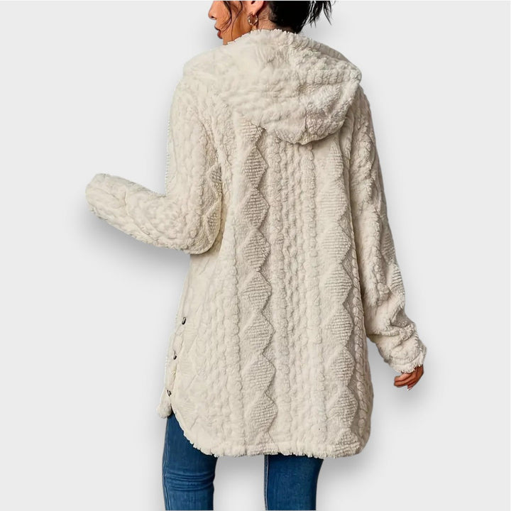 Gemütlicher Plüsch-Kapuzencardigan-Pullover
