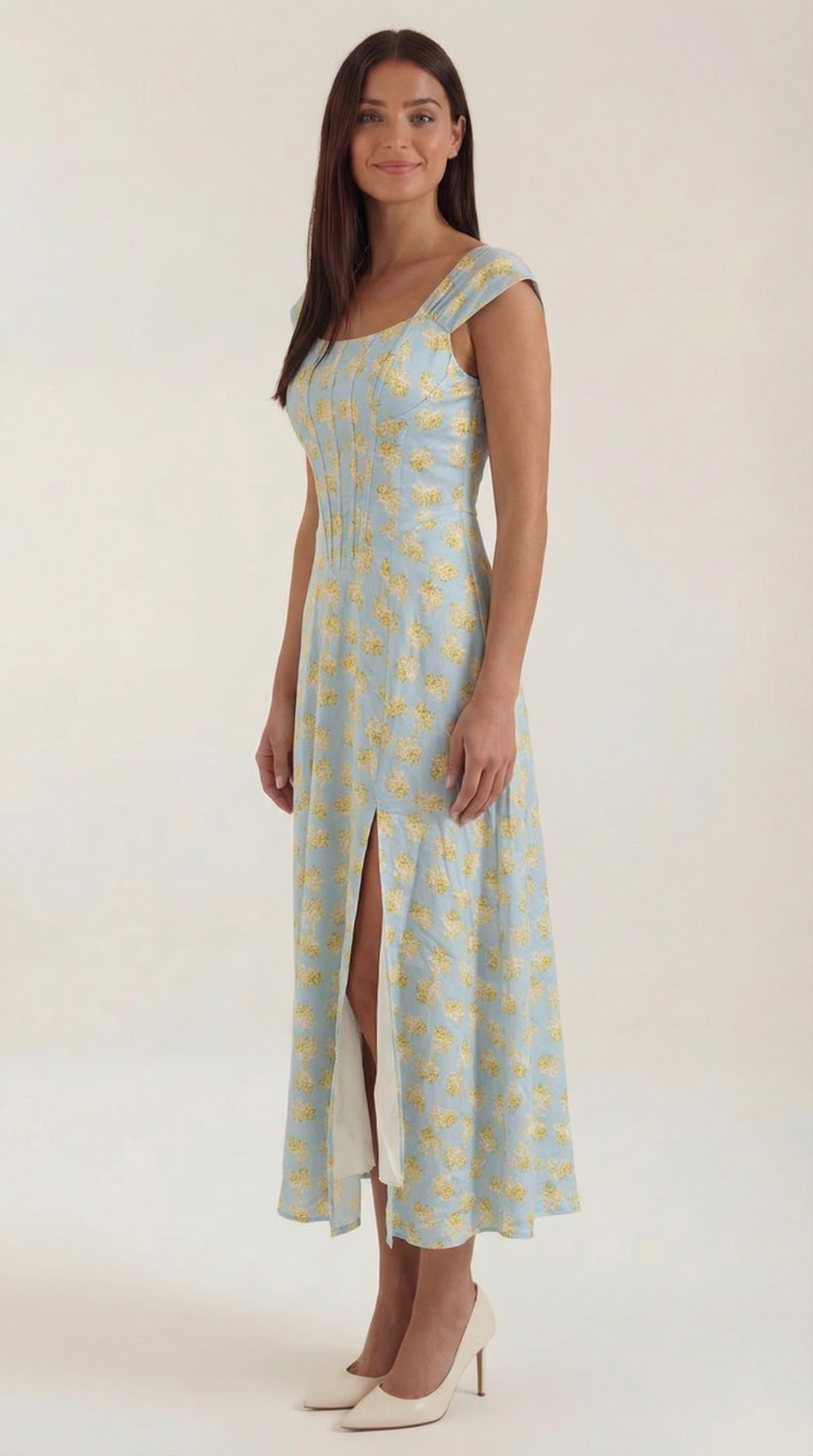 Damen Korsett Midikleid Elegantes Hochzeitsgastkleid