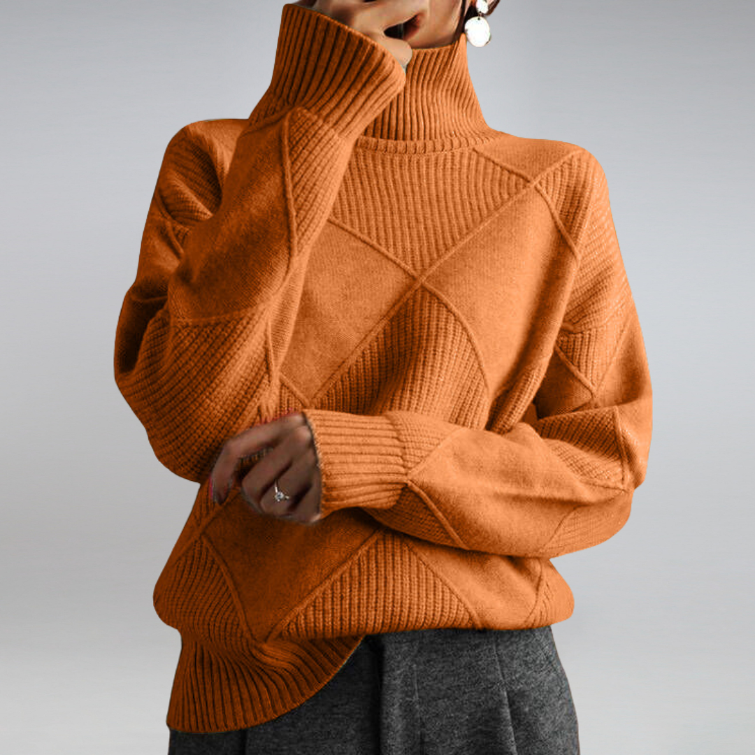 Gemütlicher geometrischer Strick-Rollkragenpullover für Damen