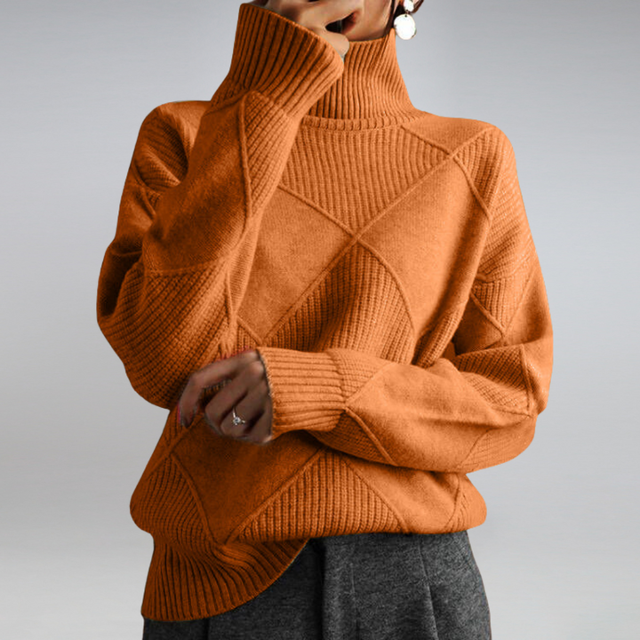 Gemütlicher geometrischer Strick-Rollkragenpullover für Damen