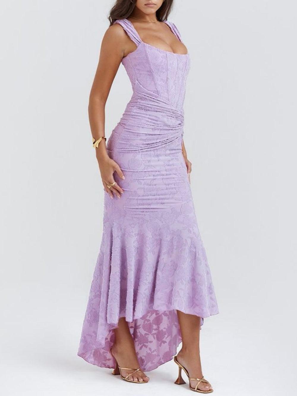 Blaues Glockenblumen-Maxikleid
