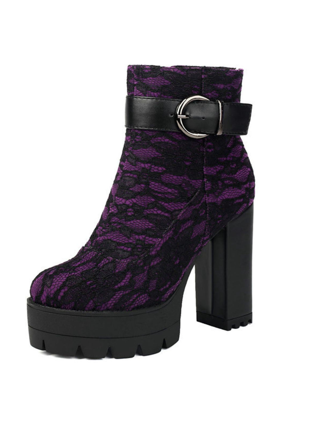 Vintage Spitzen-Plateau-Stiefeletten mit klobigen Absätzen