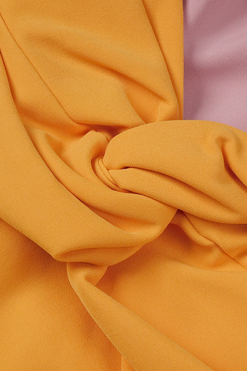 Midikleid mit Farbblock und Puffärmeln