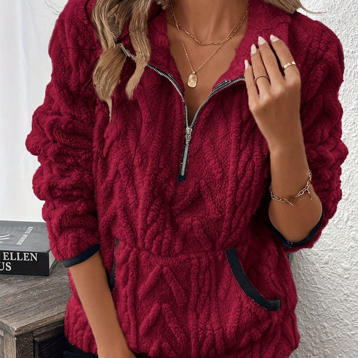 Gemütliches Sweatshirt mit halbem Reißverschluss