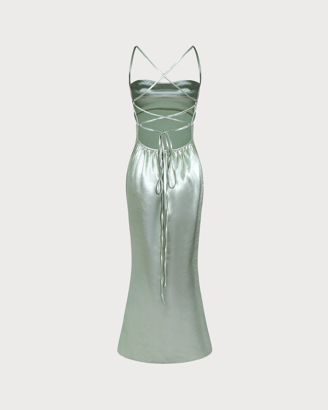 Grünes Maxikleid im A-Linien-Stil mit überkreuzten Trägern