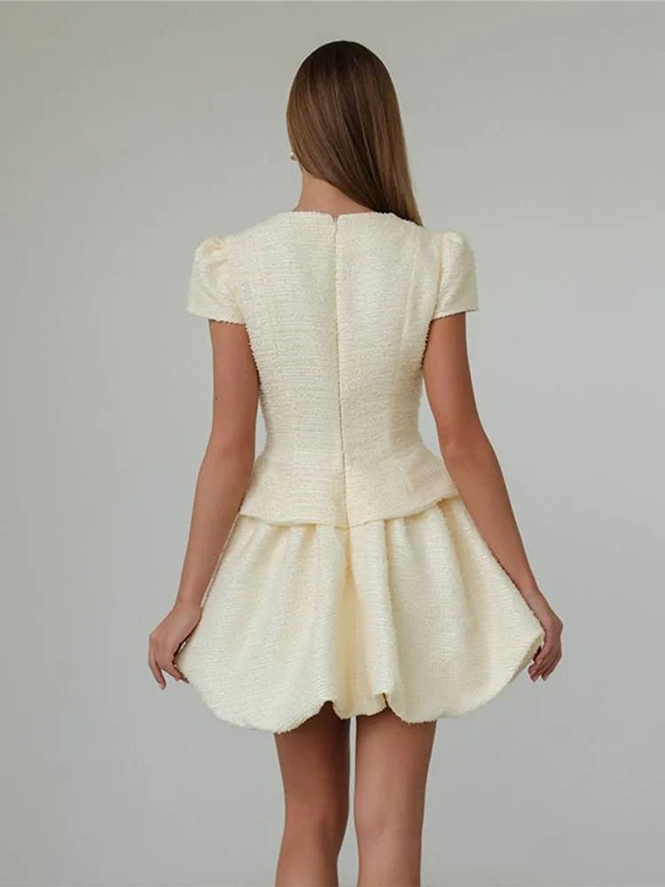 Zweiteiliges Set mit Bluse mit Puffärmeln und Bubble-Rock