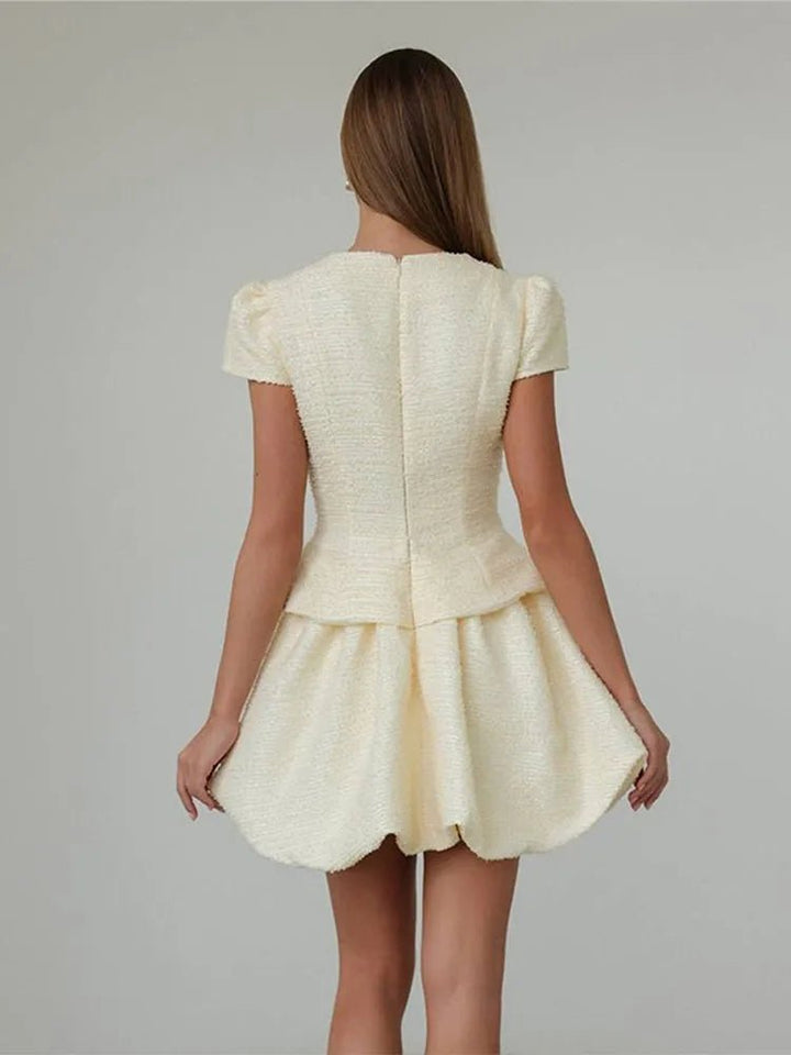 Zweiteiliges Set mit Bluse mit Puffärmeln und Bubble-Rock