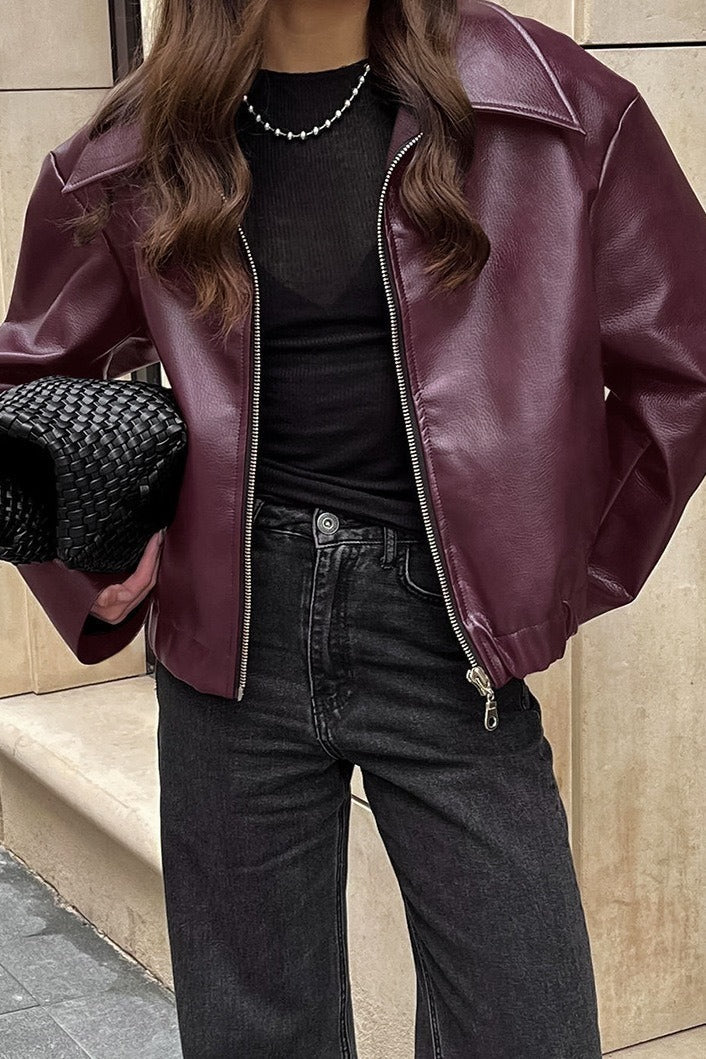 Schwarze Kunstlederjacke für lässige Alltagslooks