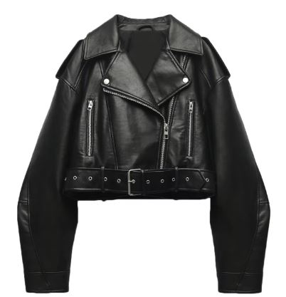 Klassische schwarze Leder-Motorradjacke