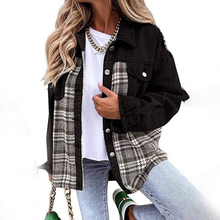 Elegante Damenjacke mit Karomuster und klassischem Kragen
