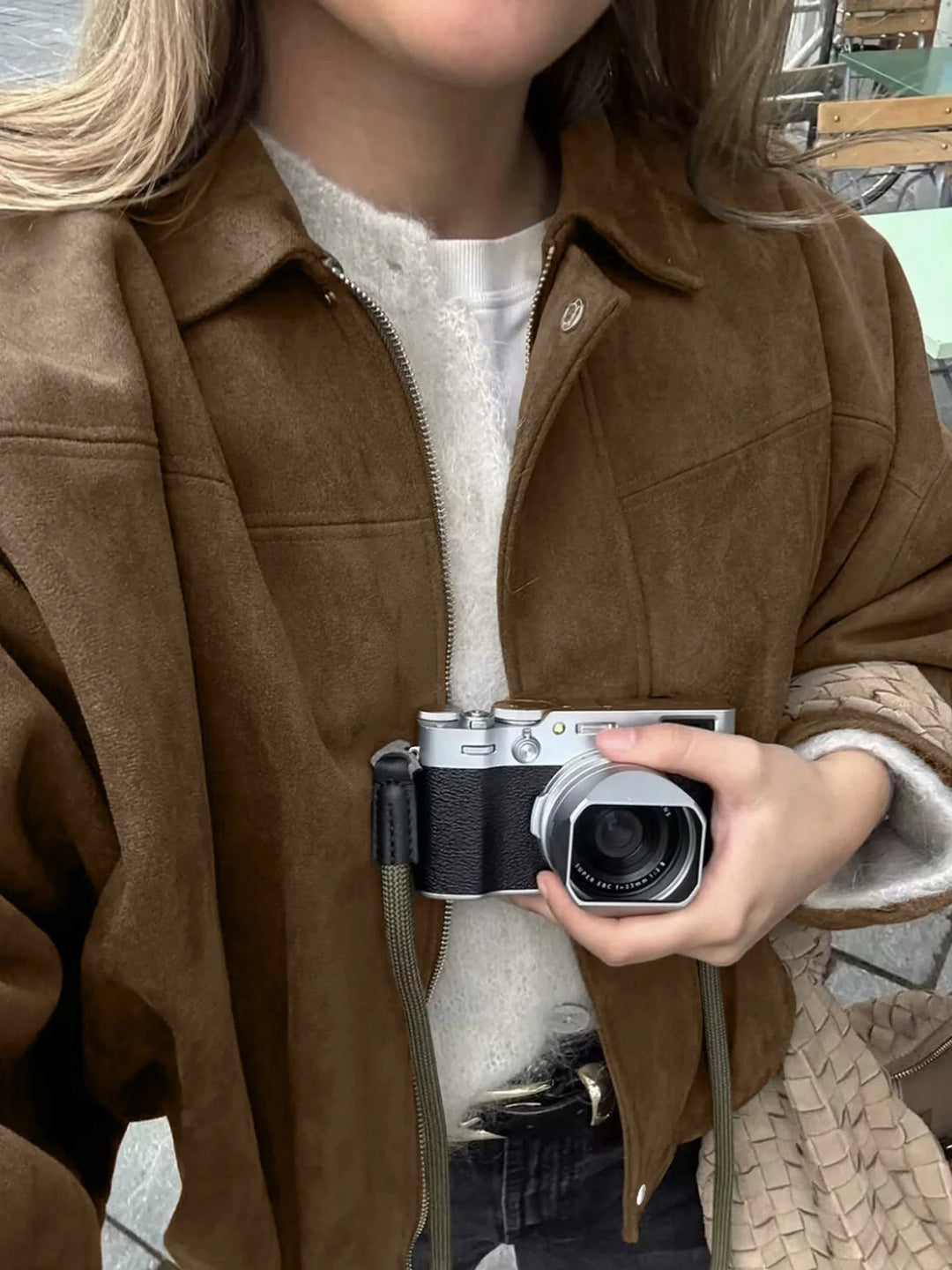 Damenjacke aus Polyester mit Cargo-Taschen und lockerem Schnitt