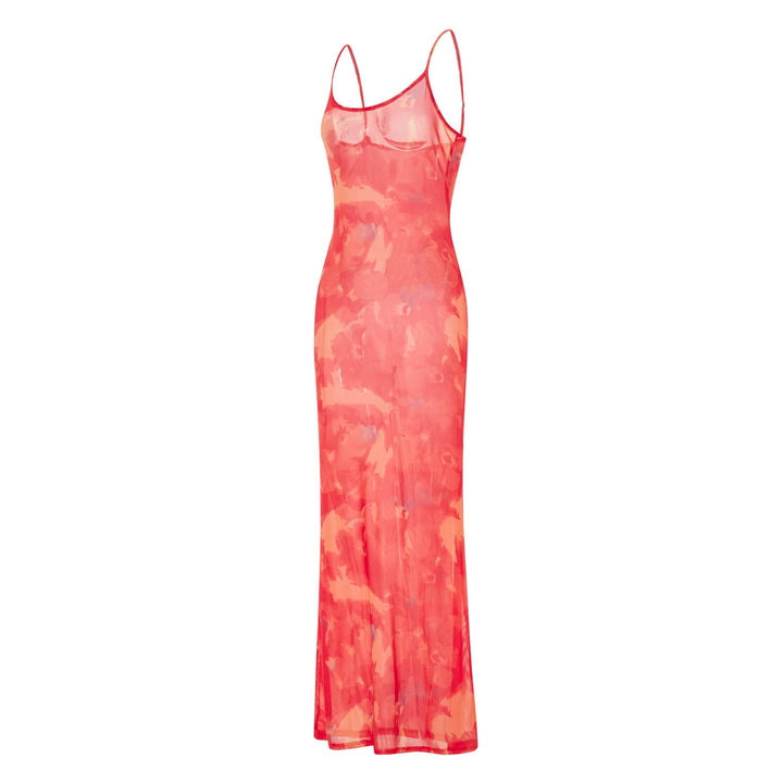 Damen Blumen Maxikleid Sommer Ärmelloses Strandkleid