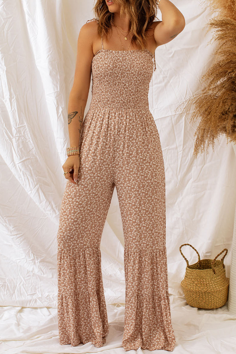 Sophia - Spaghettiträger-Smocking-Jumpsuit