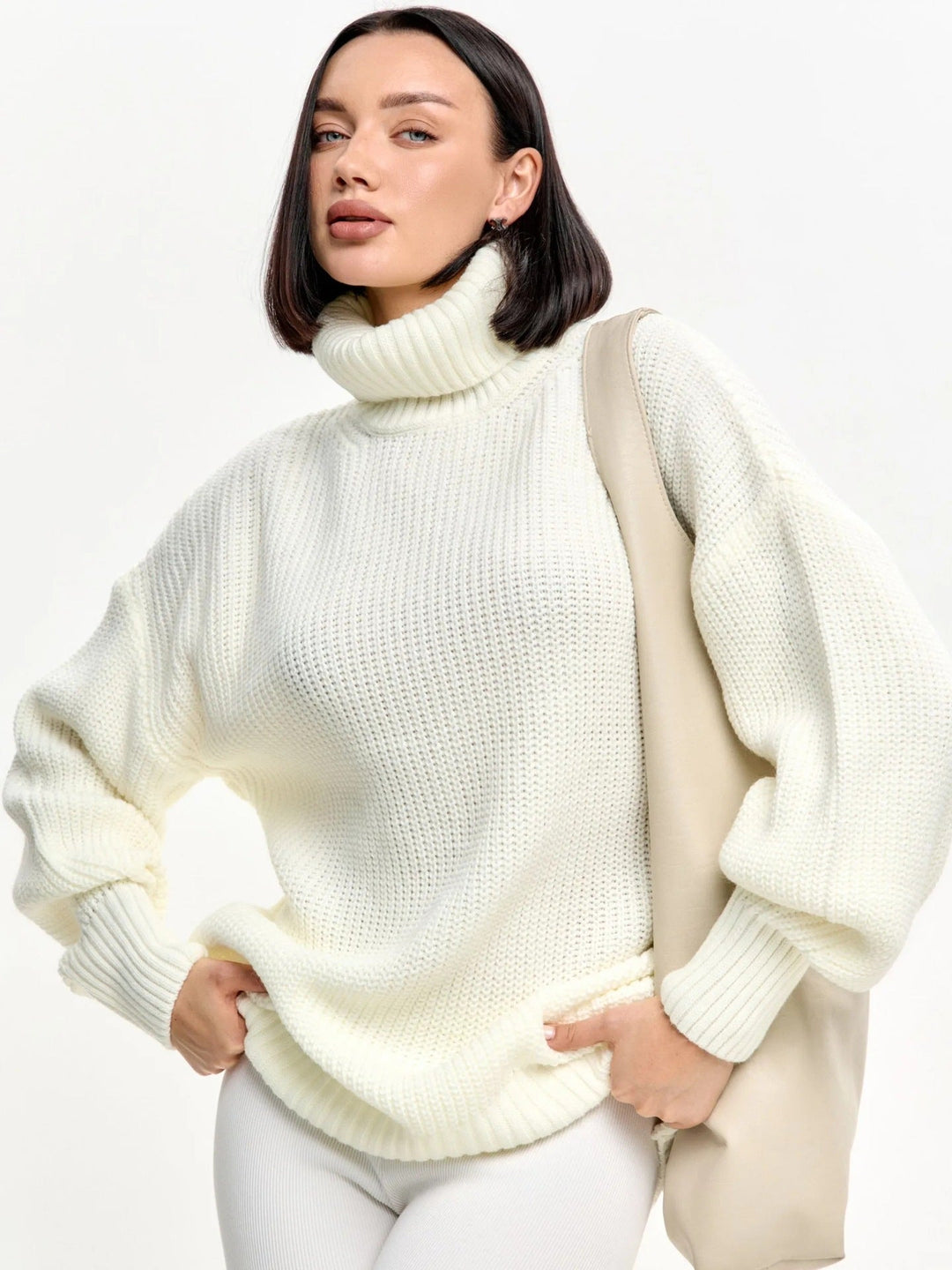 Vielseitig kombinierbarer Damen-Rollkragenpullover aus Strick