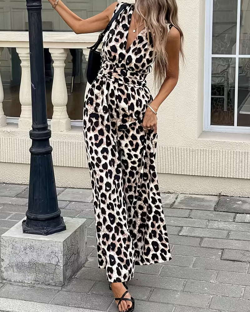 Bequemer Damen-Jumpsuit mit animalischem Muster für den Alltag