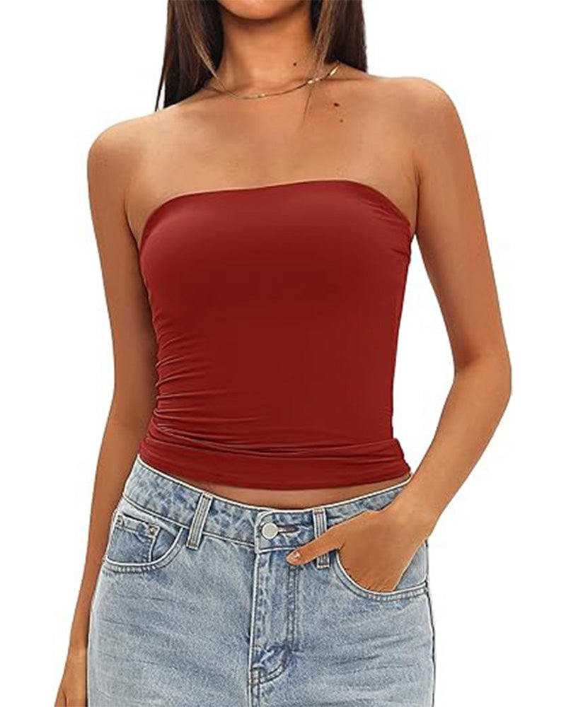Damen Tanktop eng geschnitten kurz in Seitenansicht