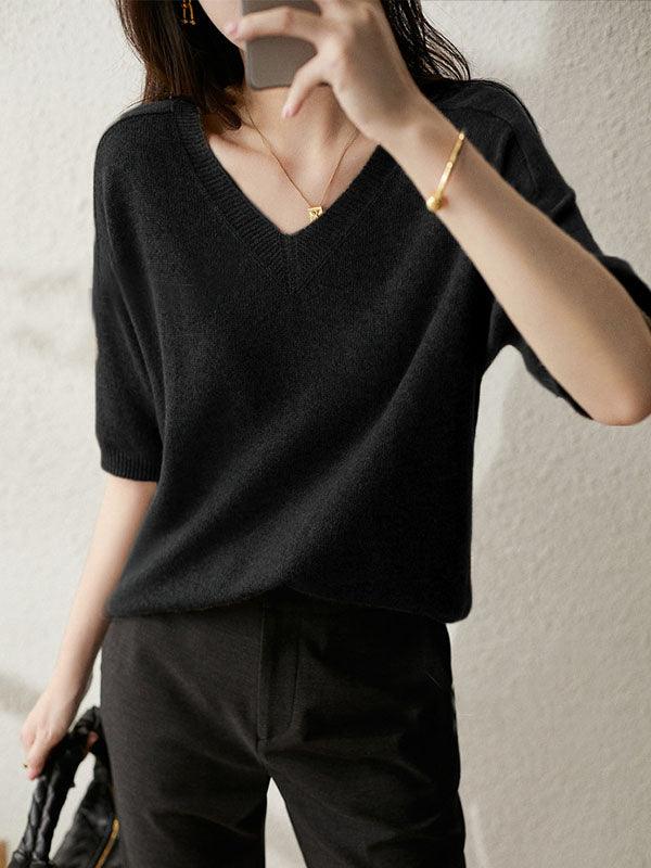 Luxuriöser weicher Kaschmir-Pullover mit V-Ausschnitt für Damen