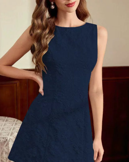 Damen Midikleid Mit Floralem Jacquard Ärmellos Elegant