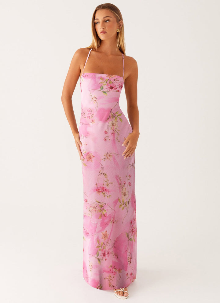 Damen Blumen Maxikleid Sommer Ärmelloses Strandkleid