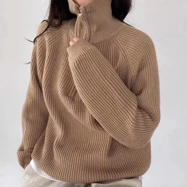 Damen Polopullover Mit Halbzip Aus Weichem Strick