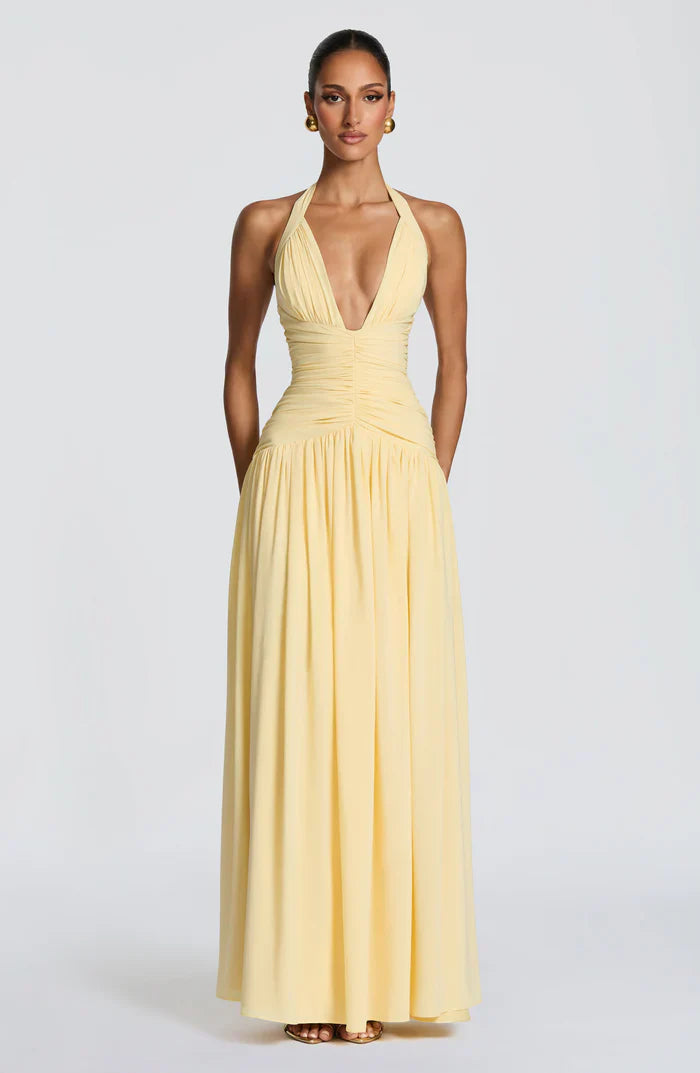 Ärmelloses Damen-Maxikleid mit V-Ausschnitt