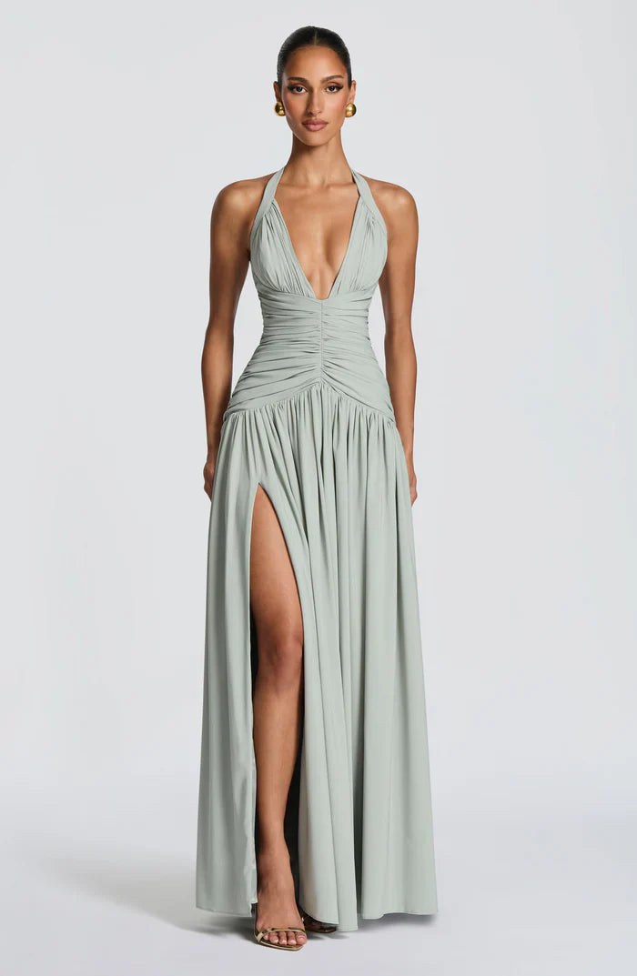 Ärmelloses Damen-Maxikleid mit V-Ausschnitt