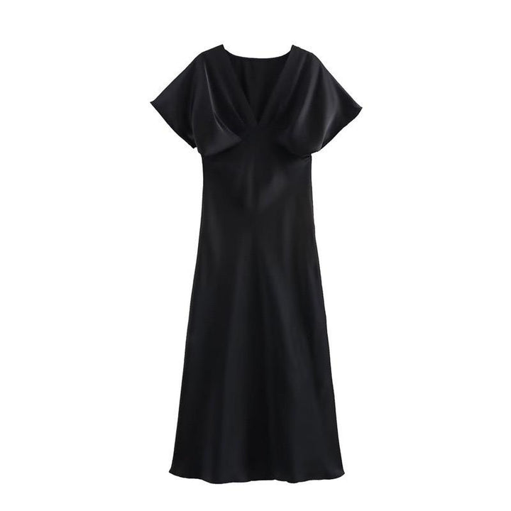 Satin-Midikleid Schwarz