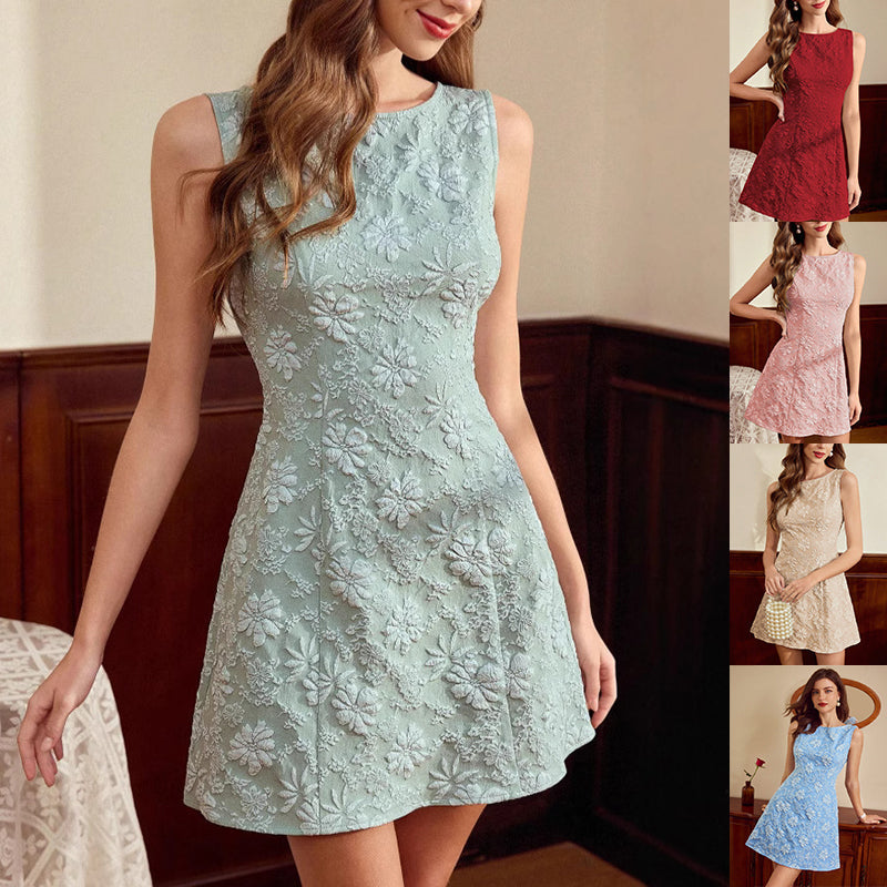 Elegantes Damen Midikleid mit floralem Jacquard für festliche und sommerliche Looks