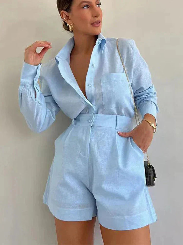 Leichtes Freizeithemd und Shorts Set für entspannten Stil